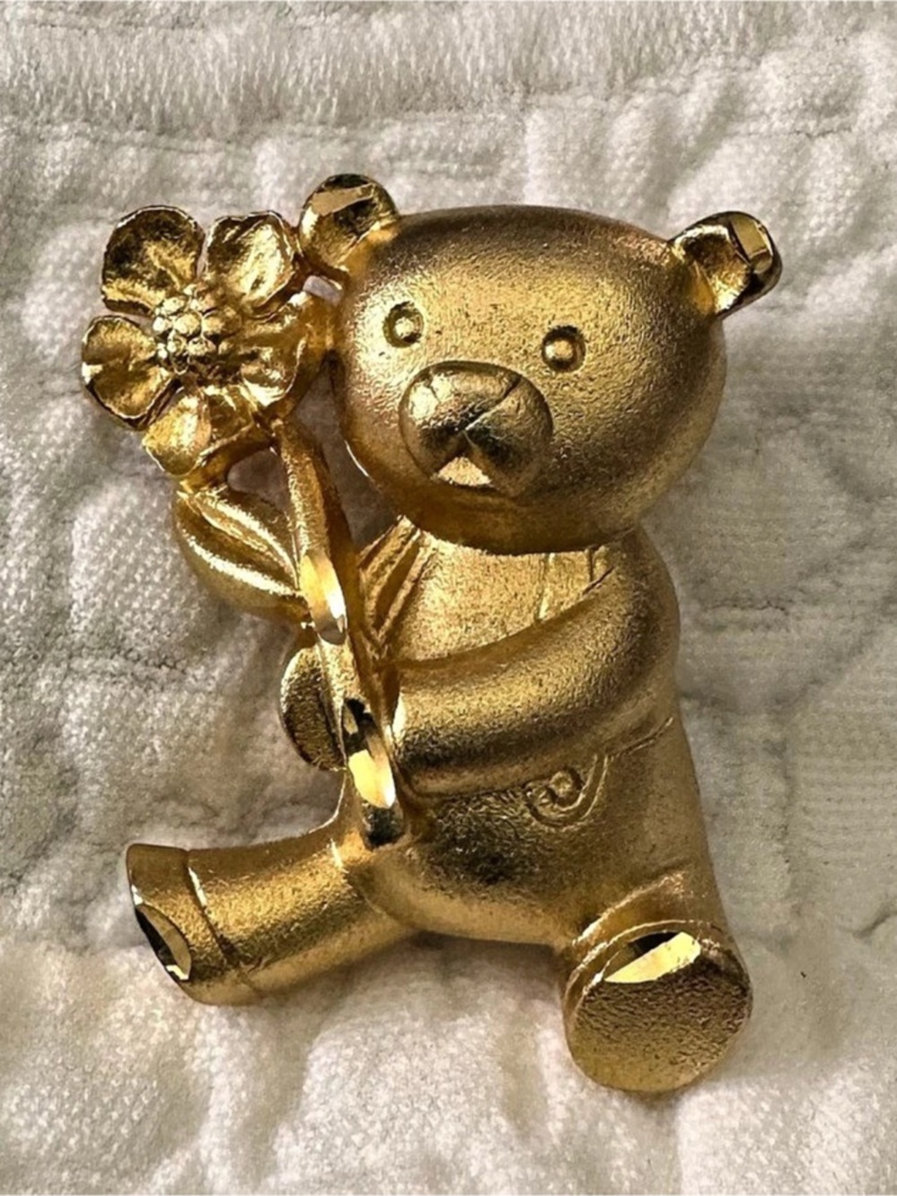Vintage Gold-Tone Teddy Bear Brooch